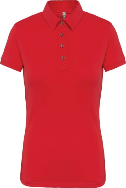 LADIES' SHORT SLEEVED JERSEY POLO SHIRT Piros 