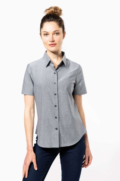 LADIES' SHORT-SLEEVED OXFORD SHIRT Fekete 
