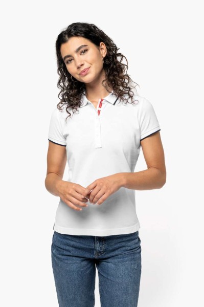 LADIES' SHORT-SLEEVED PIQUÉ KNIT POLO SHIRT Kék 