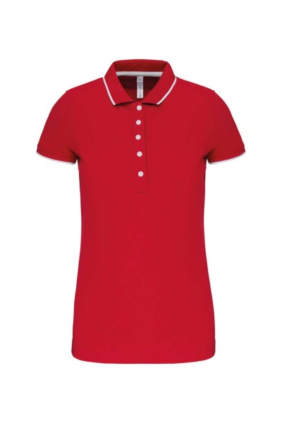 LADIES' SHORT-SLEEVED PIQUÉ KNIT POLO SHIRT Piros 