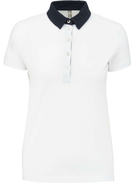 LADIES' TWO-TONE JERSEY POLO SHIRT Fehér 