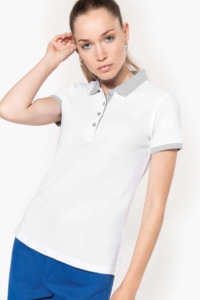LADIES’ TWO-TONE PIQUÉ POLO SHIRT Piros 