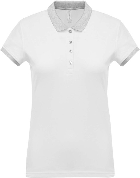 LADIES’ TWO-TONE PIQUÉ POLO SHIRT Fehér 