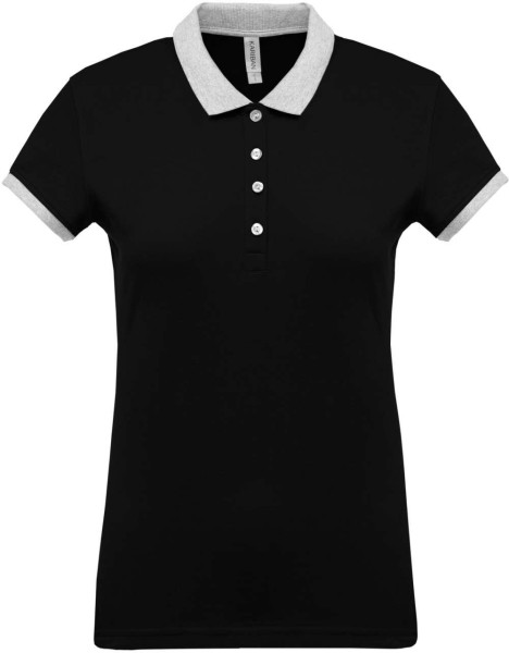 LADIES’ TWO-TONE PIQUÉ POLO SHIRT Fekete 