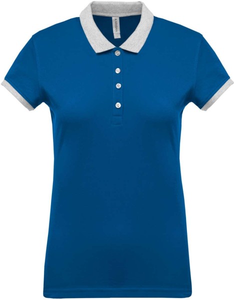 LADIES’ TWO-TONE PIQUÉ POLO SHIRT Kék 