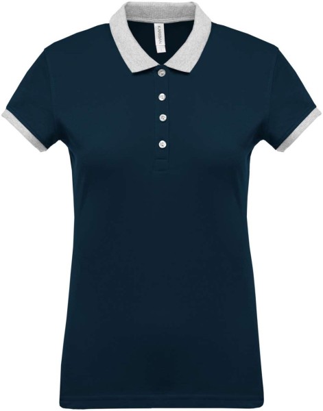 LADIES’ TWO-TONE PIQUÉ POLO SHIRT Kék 