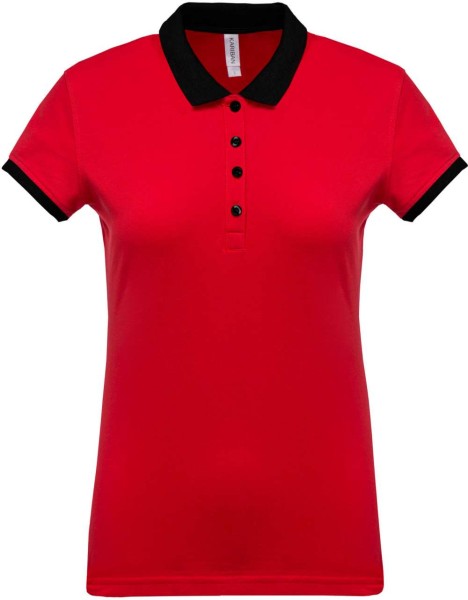 LADIES’ TWO-TONE PIQUÉ POLO SHIRT Piros 