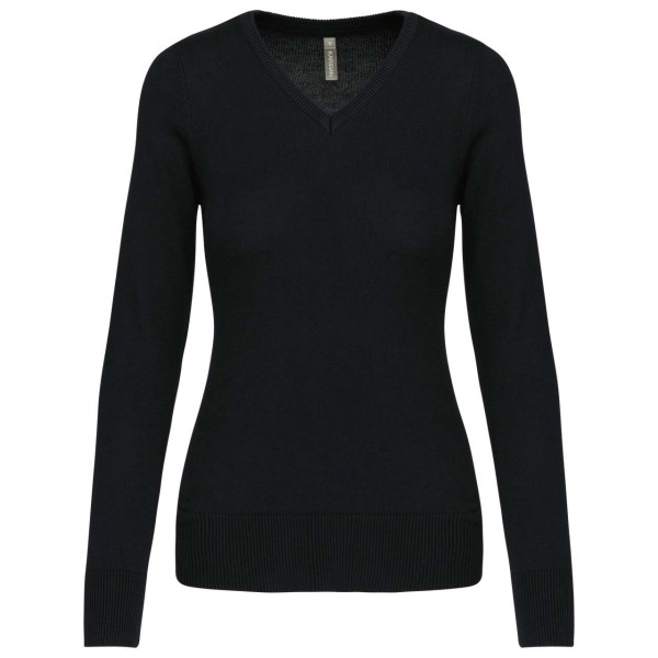 LADIES' V-NECK JUMPER Fekete 
