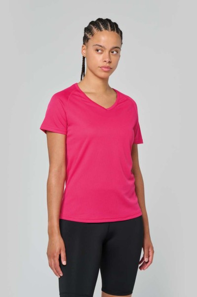 LADIES’ V-NECK SHORT SLEEVE SPORTS T-SHIRT Kék 