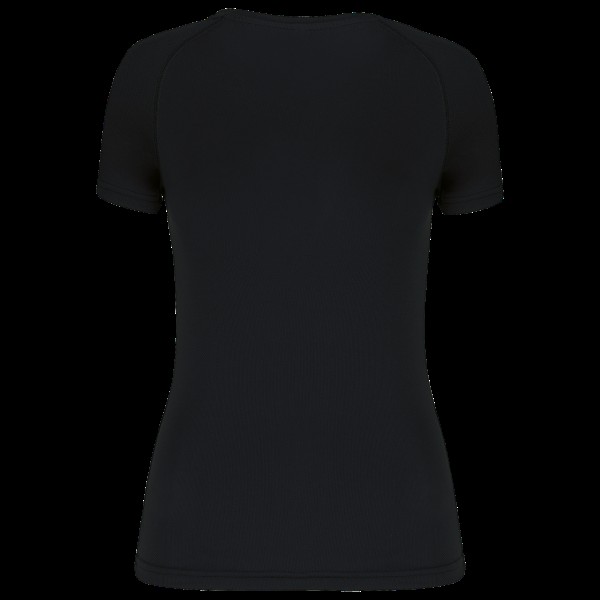 LADIES’ V-NECK SHORT SLEEVE SPORTS T-SHIRT Fekete 