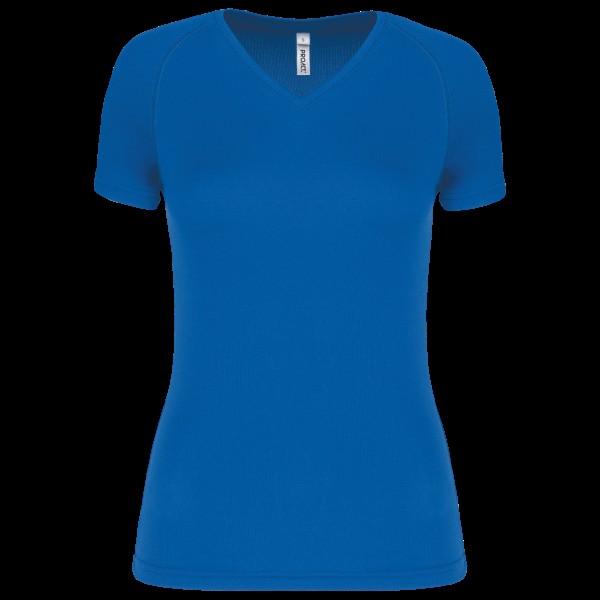 LADIES’ V-NECK SHORT SLEEVE SPORTS T-SHIRT Kék 