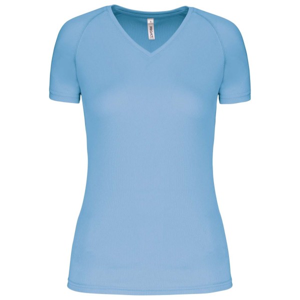 LADIES’ V-NECK SHORT SLEEVE SPORTS T-SHIRT Kék 