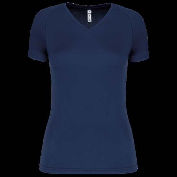 LADIES’ V-NECK SHORT SLEEVE SPORTS T-SHIRT Kék 