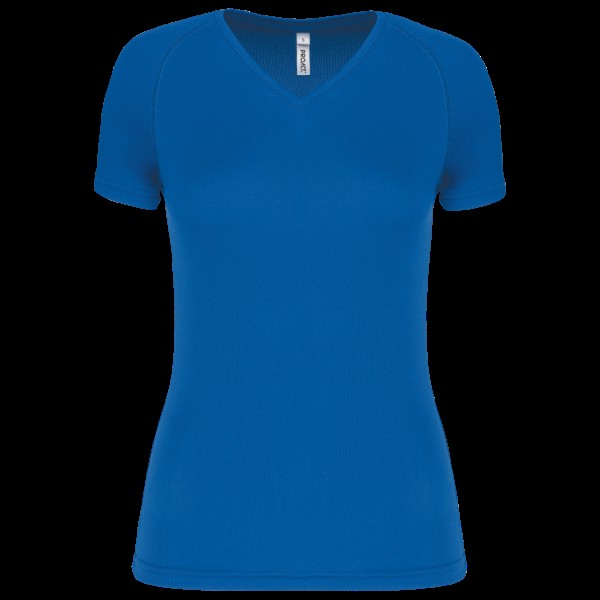 LADIES’ V-NECK SHORT SLEEVE SPORTS T-SHIRT Kék 