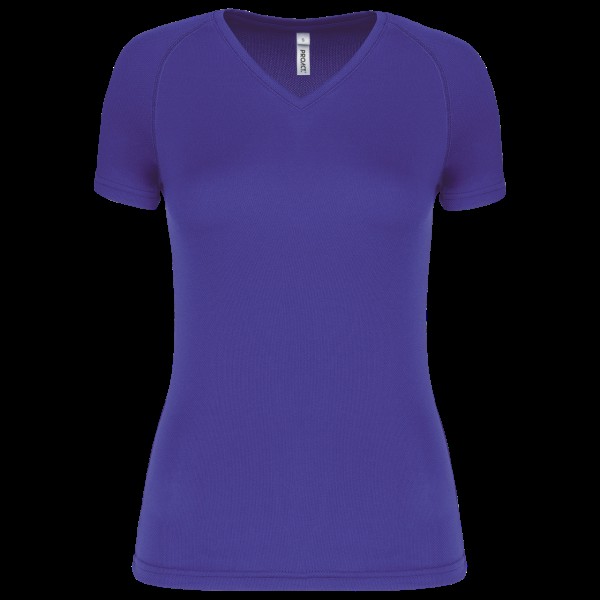 LADIES’ V-NECK SHORT SLEEVE SPORTS T-SHIRT Lila 