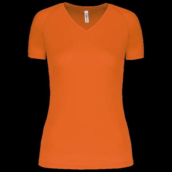 LADIES’ V-NECK SHORT SLEEVE SPORTS T-SHIRT Narancssárga 