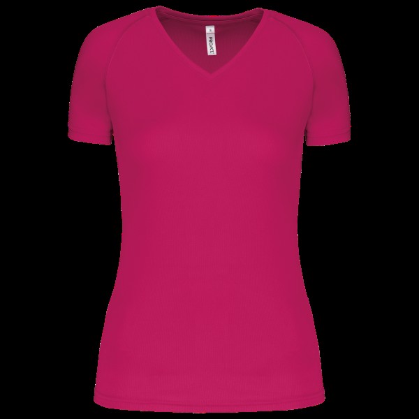 LADIES’ V-NECK SHORT SLEEVE SPORTS T-SHIRT Rózsaszín 