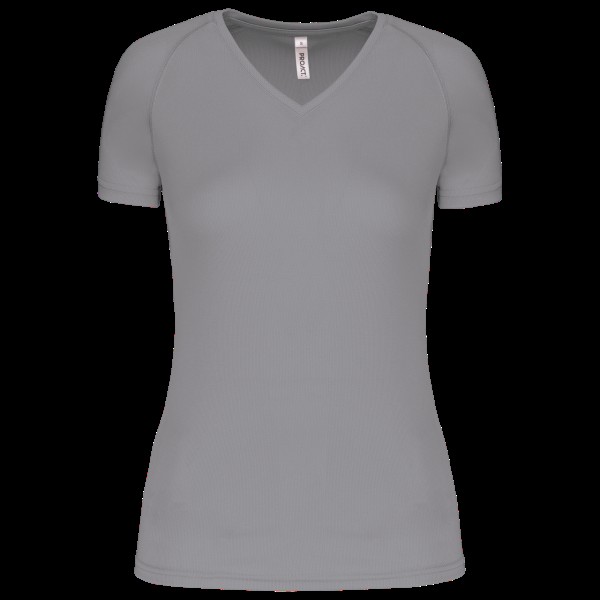 LADIES’ V-NECK SHORT SLEEVE SPORTS T-SHIRT Szürke 