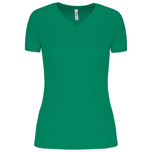 LADIES’ V-NECK SHORT SLEEVE SPORTS T-SHIRT Zöld 