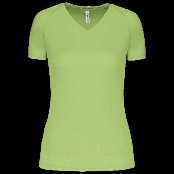 LADIES’ V-NECK SHORT SLEEVE SPORTS T-SHIRT Zöld 