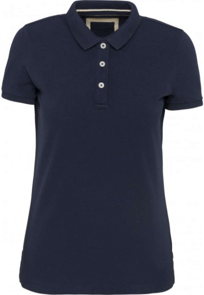 LADIES' VINTAGE SHORT SLEEVE POLO SHIRT Kék 