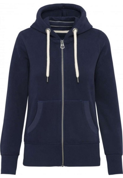 LADIES' VINTAGE ZIPPED HOODED SWEATSHIRT Kék 