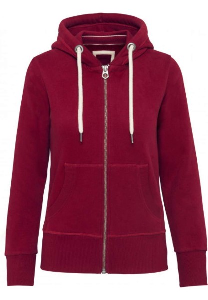 LADIES' VINTAGE ZIPPED HOODED SWEATSHIRT Piros 