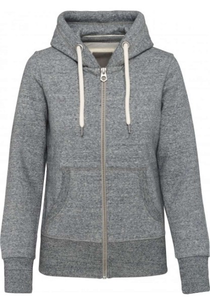 LADIES' VINTAGE ZIPPED HOODED SWEATSHIRT Szürke 