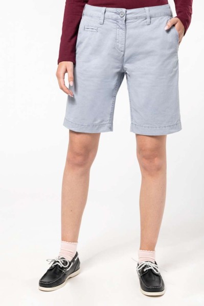 LADIES' WASHED EFFECT BERMUDA SHORTS Piros 