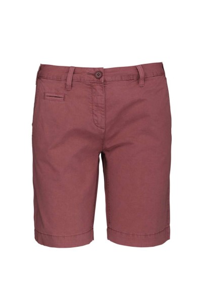 LADIES' WASHED EFFECT BERMUDA SHORTS Piros 