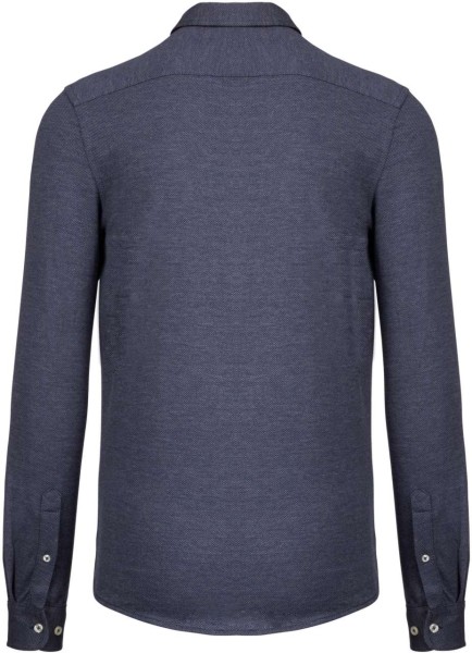LONG-SLEEVED JACQUARD KNIT SHIRT Kék 