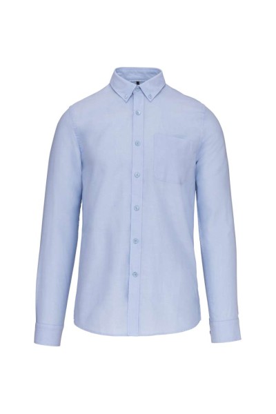 LONG-SLEEVED WASHED OXFORD COTTON SHIRT Kék 