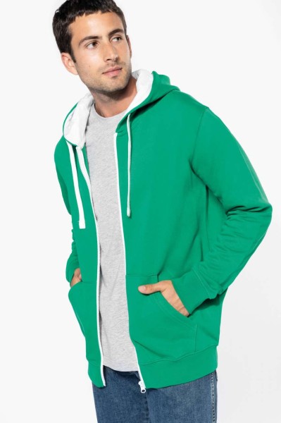 MEN'S CONTRAST HOODED FULL ZIP SWEATSHIRT Fekete 
