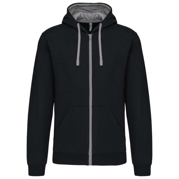 MEN'S CONTRAST HOODED FULL ZIP SWEATSHIRT Fekete 