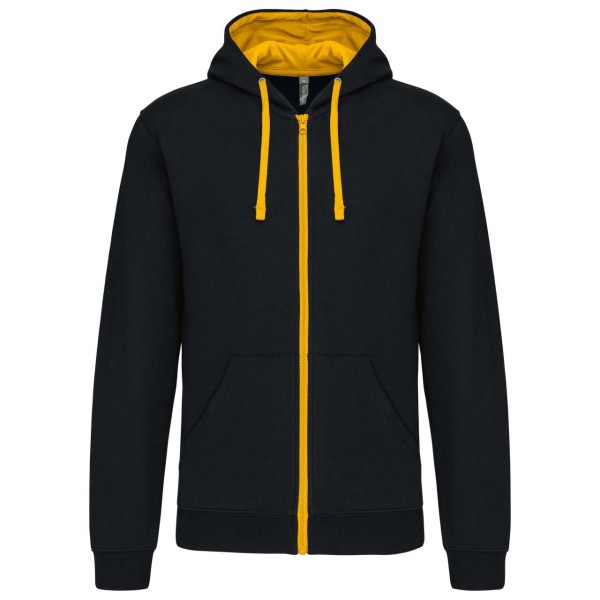 MEN'S CONTRAST HOODED FULL ZIP SWEATSHIRT Fekete 