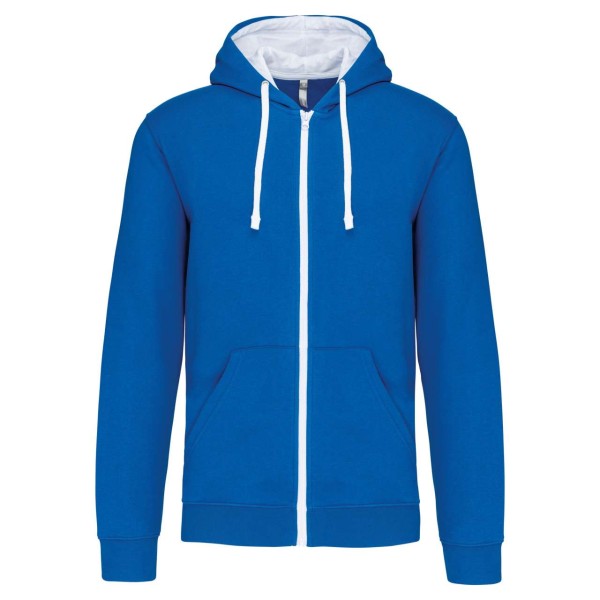 MEN'S CONTRAST HOODED FULL ZIP SWEATSHIRT Kék 