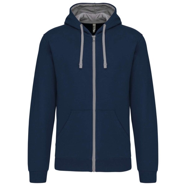 MEN'S CONTRAST HOODED FULL ZIP SWEATSHIRT Kék 