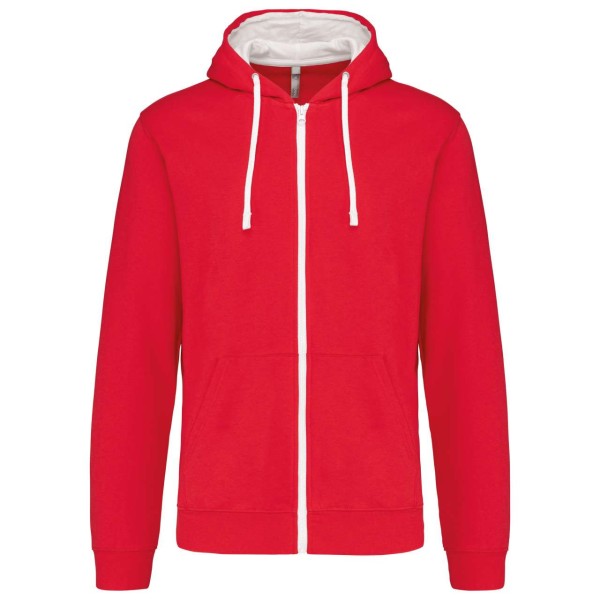 MEN'S CONTRAST HOODED FULL ZIP SWEATSHIRT Piros 