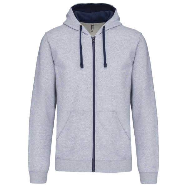 MEN'S CONTRAST HOODED FULL ZIP SWEATSHIRT Szürke 