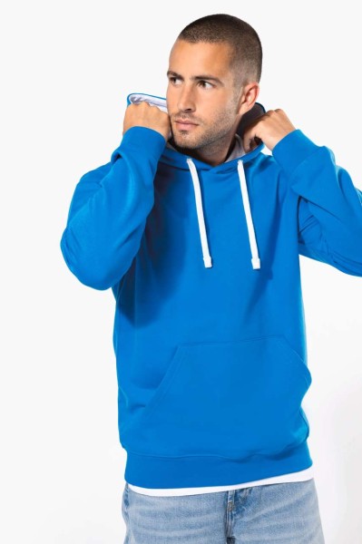 MEN'S CONTRAST HOODED SWEATSHIRT Kék 
