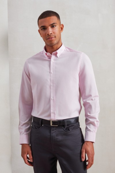MEN’S COTTON RICH OXFORD STRIPES SHIRT Fehér 