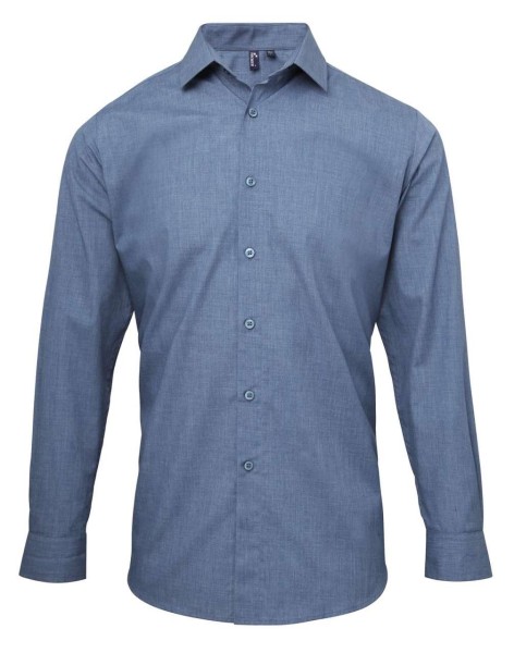 MEN'S CROSS-DYE ROLL SLEEVE POPLIN BAR SHIRT Kék 