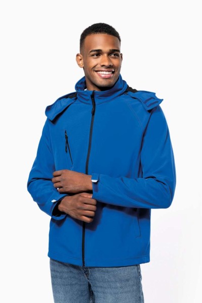 MEN'S DETACHABLE HOODED SOFTSHELL JACKET Zöld 