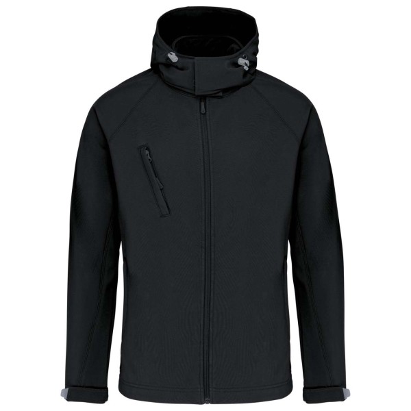 MEN'S DETACHABLE HOODED SOFTSHELL JACKET Fekete 