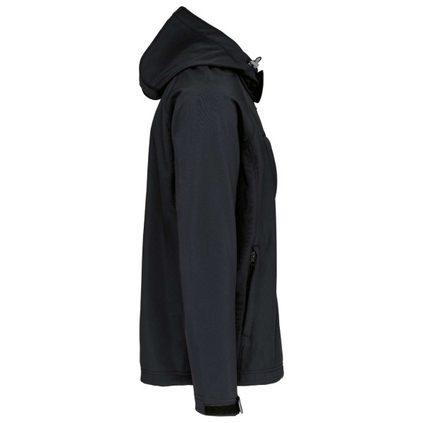MEN'S DETACHABLE HOODED SOFTSHELL JACKET Fekete 