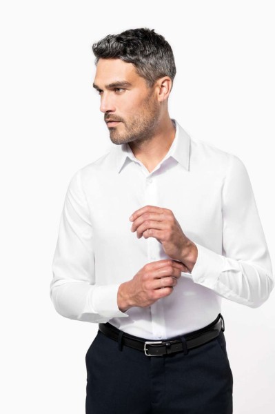 MEN'S FITTED LONG-SLEEVED NON-IRON SHIRT Fekete 