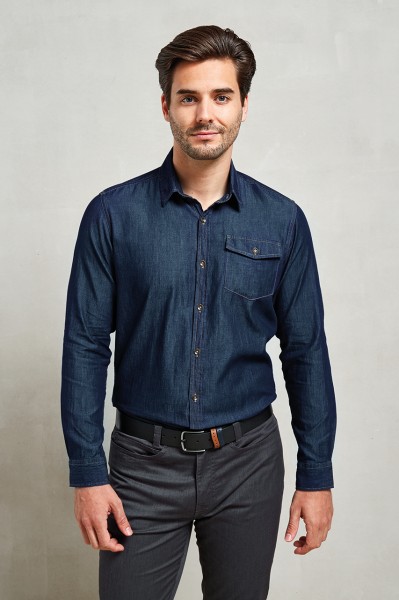 MEN’S JEANS STITCH DENIM SHIRT Szürke 