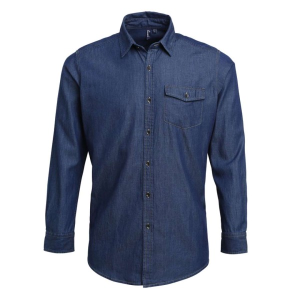 MEN’S JEANS STITCH DENIM SHIRT Kék 