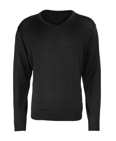 MEN'S KNITTED V-NECK SWEATER Fekete 