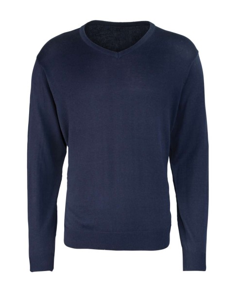 MEN'S KNITTED V-NECK SWEATER Kék 
